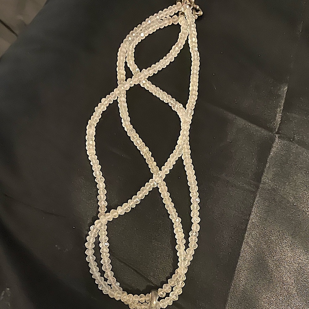 Double stranded rose quartz beaded necklace